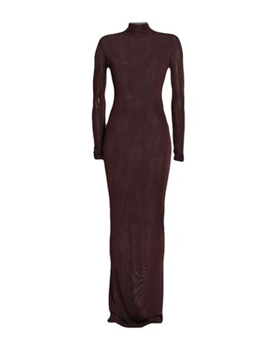Saint Laurent Woman Maxi Dress Cocoa Size M Viscose, Polyamide, Elastane In Brown