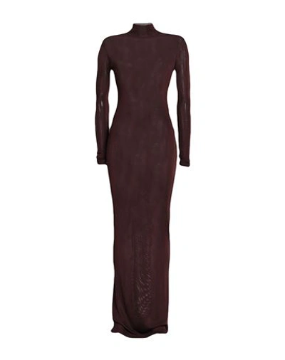 Saint Laurent Woman Maxi Dress Cocoa Size S Viscose, Polyamide, Elastane In Brown