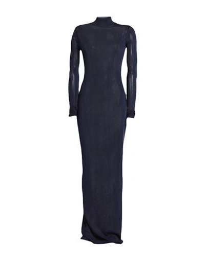Saint Laurent Woman Maxi Dress Midnight Blue Size M Viscose, Polyamide, Elastane In Blue