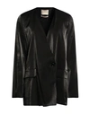 MOMONÍ MOMONÍ WOMAN BLAZER BLACK SIZE 10 VISCOSE, POLYESTER