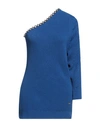 CAVALLI CLASS CAVALLI CLASS WOMAN SWEATER BLUE SIZE S COTTON, POLYAMIDE