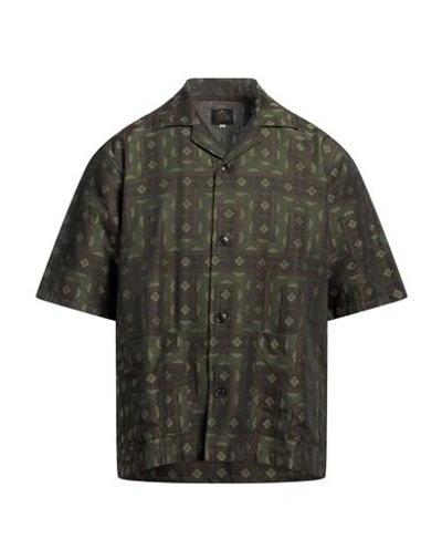 Needles Man Shirt Military Green Size L Cotton, Polyester