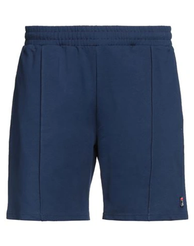 Fila Man Shorts & Bermuda Shorts Navy Blue Size Xl Cotton, Elastane