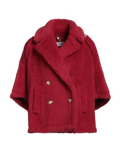 Max Mara Woman Capes & Ponchos Red Size M Alpaca Wool, Virgin Wool, Silk