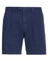 Boglioli Man Shorts & Bermuda Shorts Navy Blue Size 32 Cotton, Linen