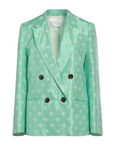 Collectors Club Woman Blazer Light Green Size 6 Cotton, Elastane