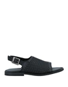 Baldinini Man Sandals Black Size 12 Leather In Black