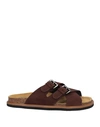 Pollini Man Sandals Cocoa Size 12 Leather In Brown