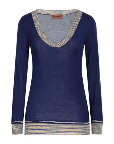 Missoni Woman Sweater Navy Blue Size 6 Cashmere, Silk, Viscose