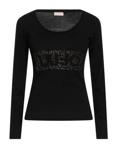 Liu •jo Woman T-shirt Black Size L Cotton