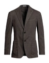 Boglioli Man Blazer Dark Brown Size 46 Cotton, Linen, Polyester, Elastane