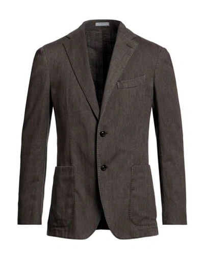 Boglioli Man Blazer Dark Brown Size 46 Cotton, Linen, Polyester, Elastane In Beige