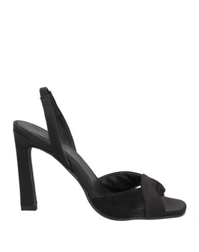 Daniele Ancarani Woman Sandals Black Size 6 Soft Leather, Textile Fibers