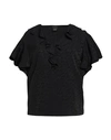 Pinko Woman Top Black Size 2 Acetate, Silk