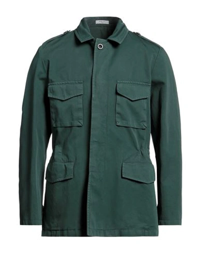 Boglioli Man Jacket Emerald Green Size 42 Cotton, Linen