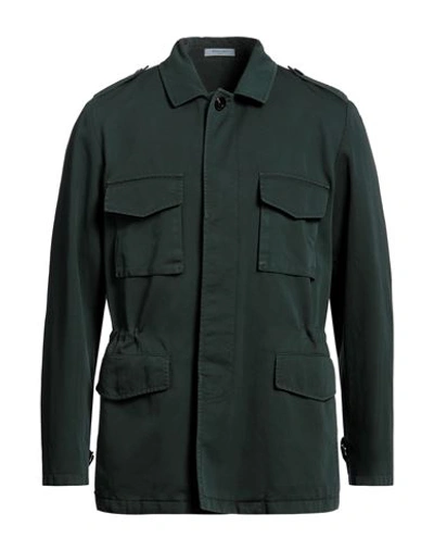 Boglioli Man Jacket Dark Green Size 42 Cotton, Linen