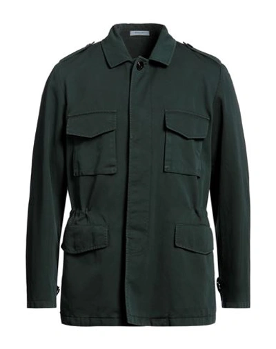 Boglioli Man Jacket Dark Green Size 38 Cotton, Linen In Green
