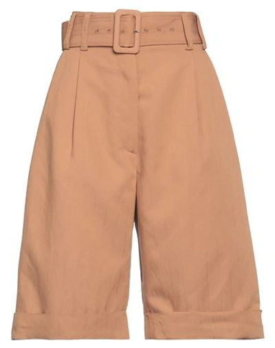 Lardini Woman Shorts & Bermuda Shorts Camel Size 8 Viscose, Polyester In Beige