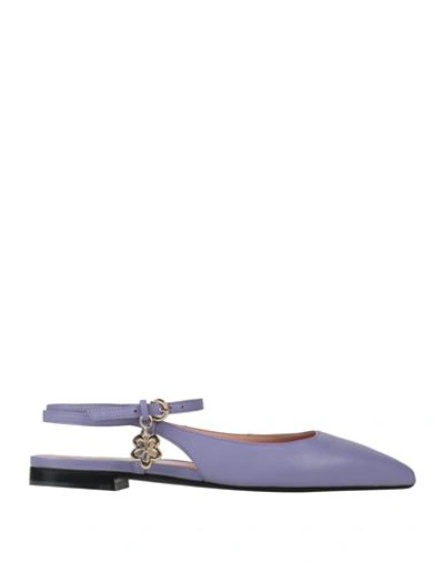 Pollini Woman Ballet Flats Light Purple Size 11 Leather