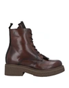 1725.a Woman Ankle Boots Brown Size 11 Leather In Brown