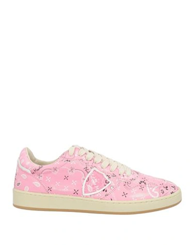 Philippe Model Woman Sneakers Pink Size 7 Leather, Textile Fibers