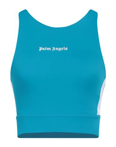 Palm Angels Woman Top Azure Size L Polyamide, Elastane, Polyester In Blue