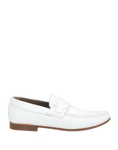 Baldinini Man Loafers White Size 13 Leather