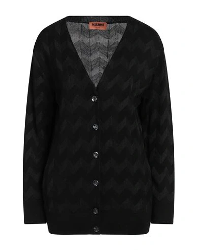 Missoni Woman Cardigan Black Size 8 Wool, Viscose, Polyamide