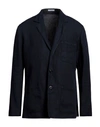Boglioli Man Blazer Navy Blue Size 46 Linen In Navy Blue