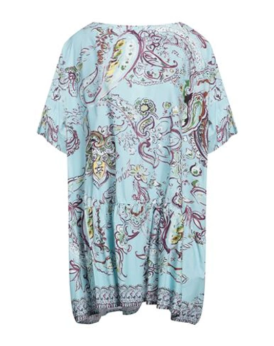 Altea Woman Mini Dress Sky Blue Size 4 Cotton