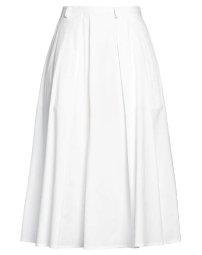 Seventy Sergio Tegon Woman Midi Skirt White Size 8 Cotton, Elastane