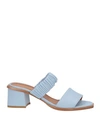 ANGELO BERVICATO ANGELO BERVICATO WOMAN SANDALS SKY BLUE SIZE 8 LEATHER