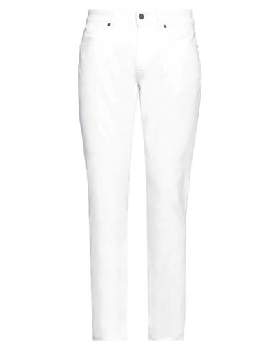Boglioli Man Jeans White Size 34 Cotton, Elastane