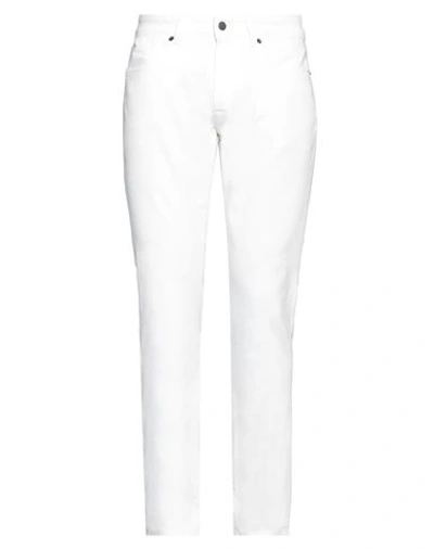 Boglioli Man Jeans White Size 33 Cotton, Elastane