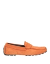 Pollini Man Loafers Orange Size 12 Leather