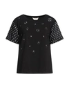 Corte Dei Gonzaga Woman T-shirt Black Size 10 Cotton, Elastane, Polyester