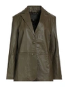 Muubaa Woman Blazer Military Green Size 10 Sheepskin, Polyester