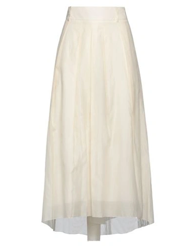 Peserico Woman Midi Skirt Ivory Size 10 Cotton, Silk In White