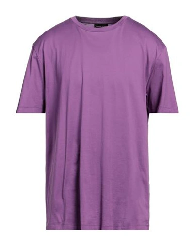 Roberto Collina Man T-shirt Purple Size 46 Cotton