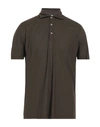 H953 Man Polo Shirt Dark Brown Size 44 Cotton