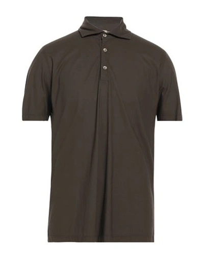 H953 Man Polo Shirt Dark Brown Size 44 Cotton