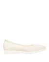 Baldinini Woman Ballet Flats Cream Size 6.5 Leather, Textile Fibers In White