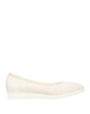 Baldinini Woman Ballet Flats Cream Size 9 Leather, Textile Fibers In White