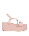 Pollini Woman Sandals Blush Size 11 Leather In Pink