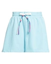 Suns Boards Woman Shorts & Bermuda Shorts Sky Blue Size S Cotton, Polyester