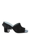 Stephen Venezia Woman Sandals Black Size 7.5 Leather, Textile Fibers In Black