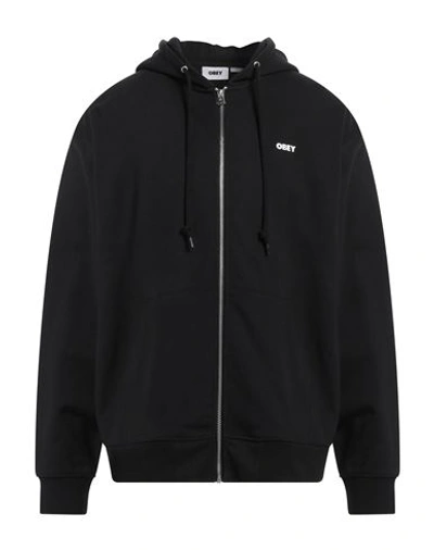 Obey Man Sweatshirt Black Size S Cotton, Polyester