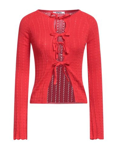 Vivetta Woman Cardigan Red Size M Cotton