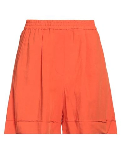 8pm Woman Shorts & Bermuda Shorts Orange Size S Viscose, Linen