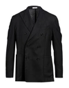 Boglioli Double-breasted Midnight Blue Wool Blazer In Black